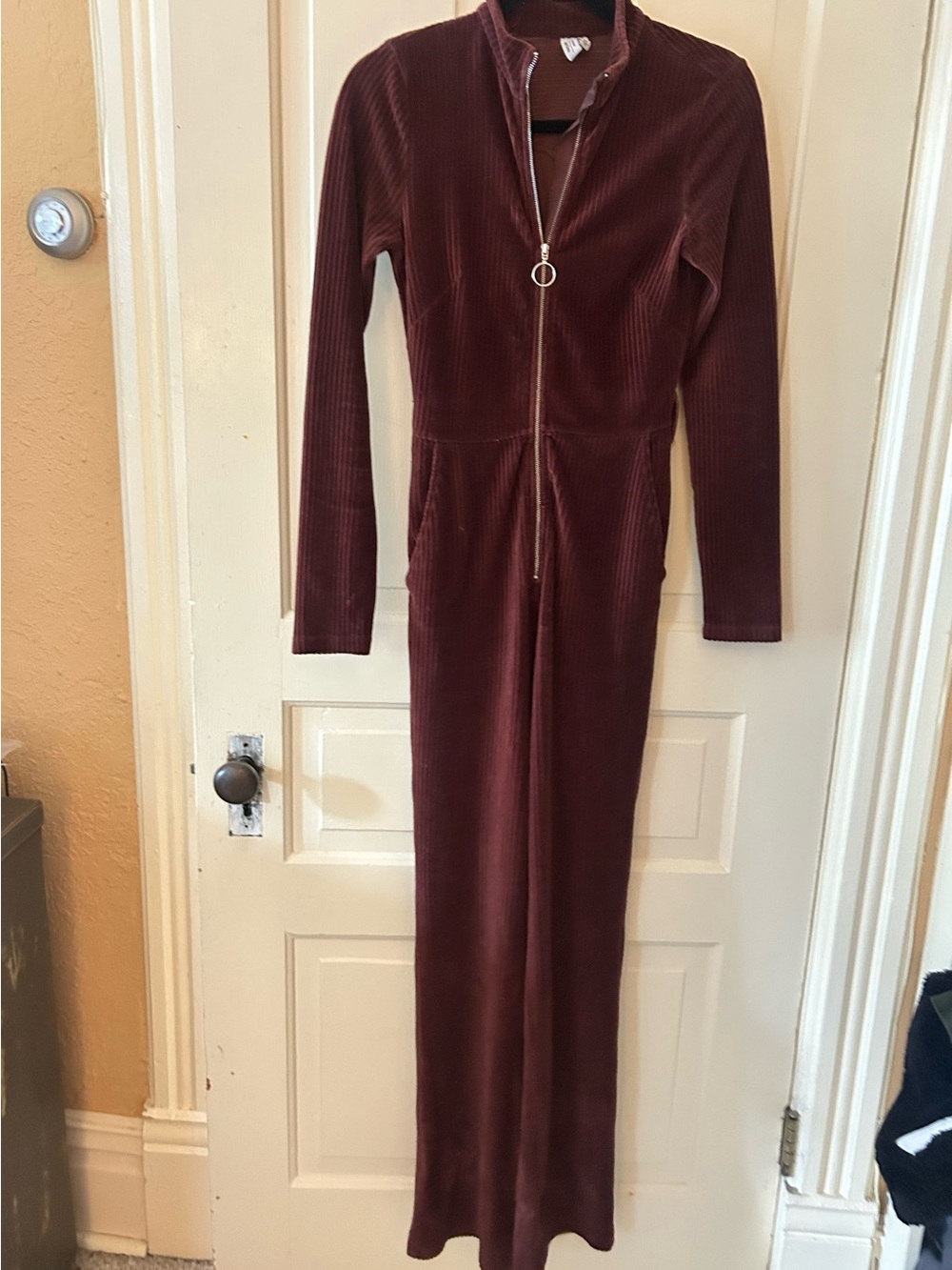 & Other Stories Anthropologie soft velvet like corduroy pants zip up jumpsuit 2